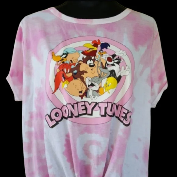 Looney Tunes Characters Bubblegum Pink T-shirt Tie-Dye Cartoon Tee (2X) - Picture 4 of 13